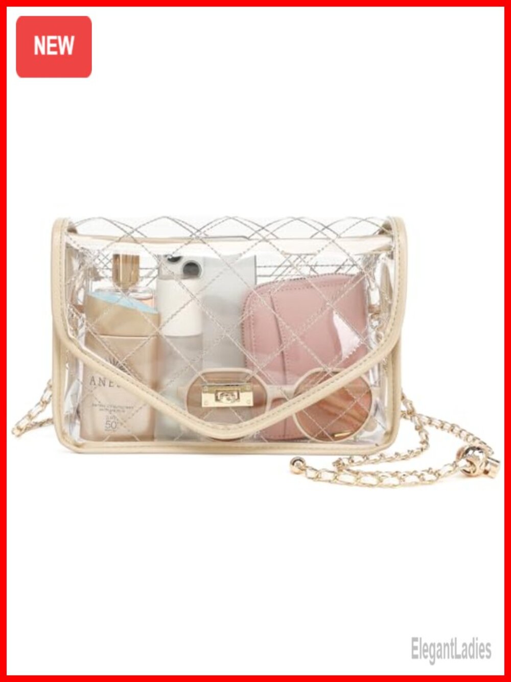 Clear Crossbody Bag Quilted PVC Stadium Approved Purse